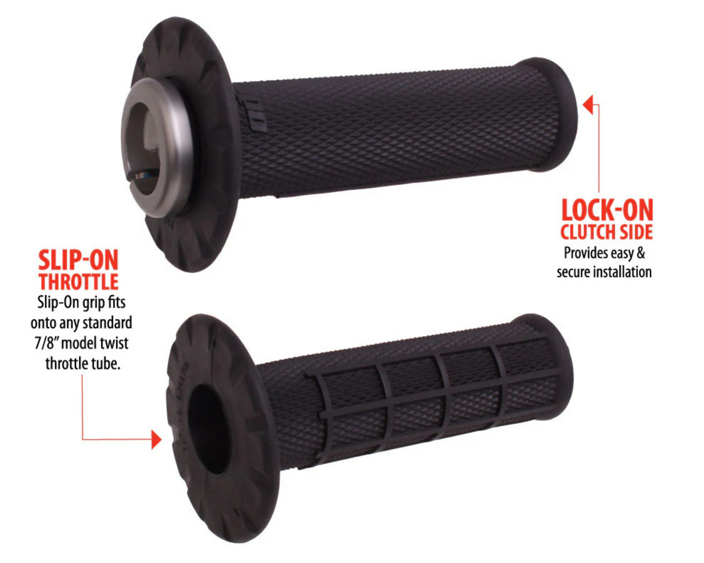 ODI UNIVERSAL HALF WAFFLE LOCK ON GRIPS BLACK