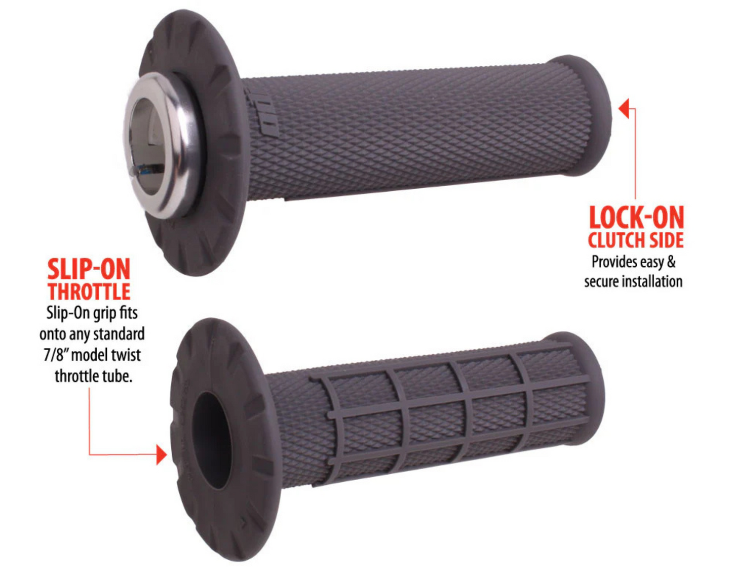 ODI UNIVERSAL HALF WAFFLE LOCK ON GRIPS GRAPHITE