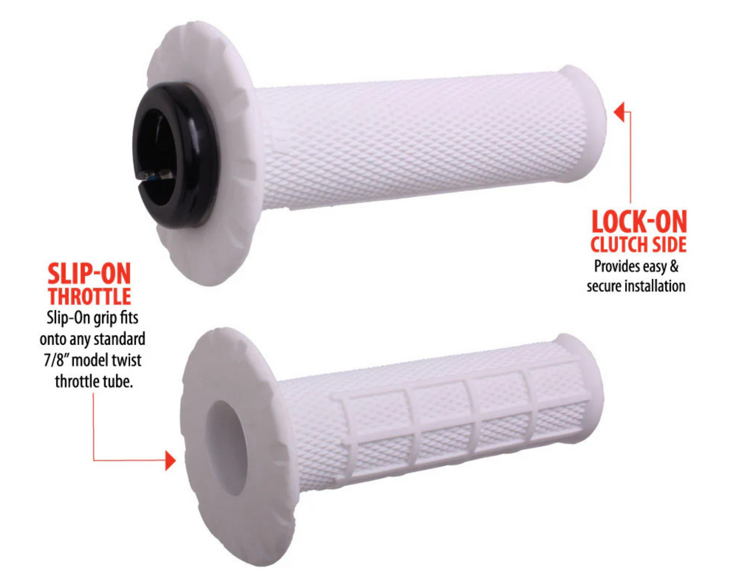 ODI UNIVERSAL HALF WAFFLE SOFT LOCK ON GRIPS WHITE